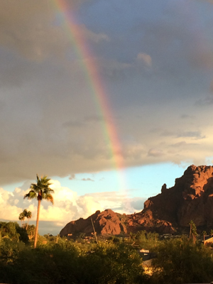rainbow over a mountain